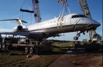 aircraft being lifted by crane350 229